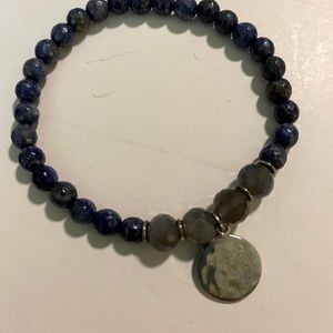 Lapis and Hematite Stretch Bead Bracelet